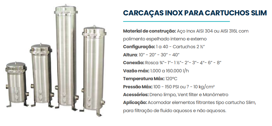 carcaças em inox slim