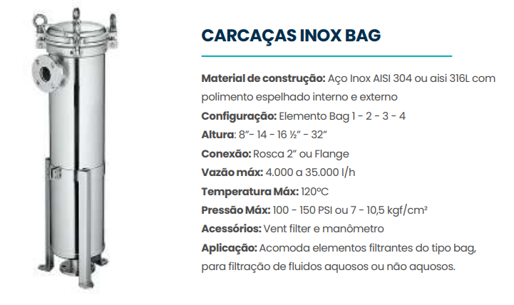 carcaça inox bag